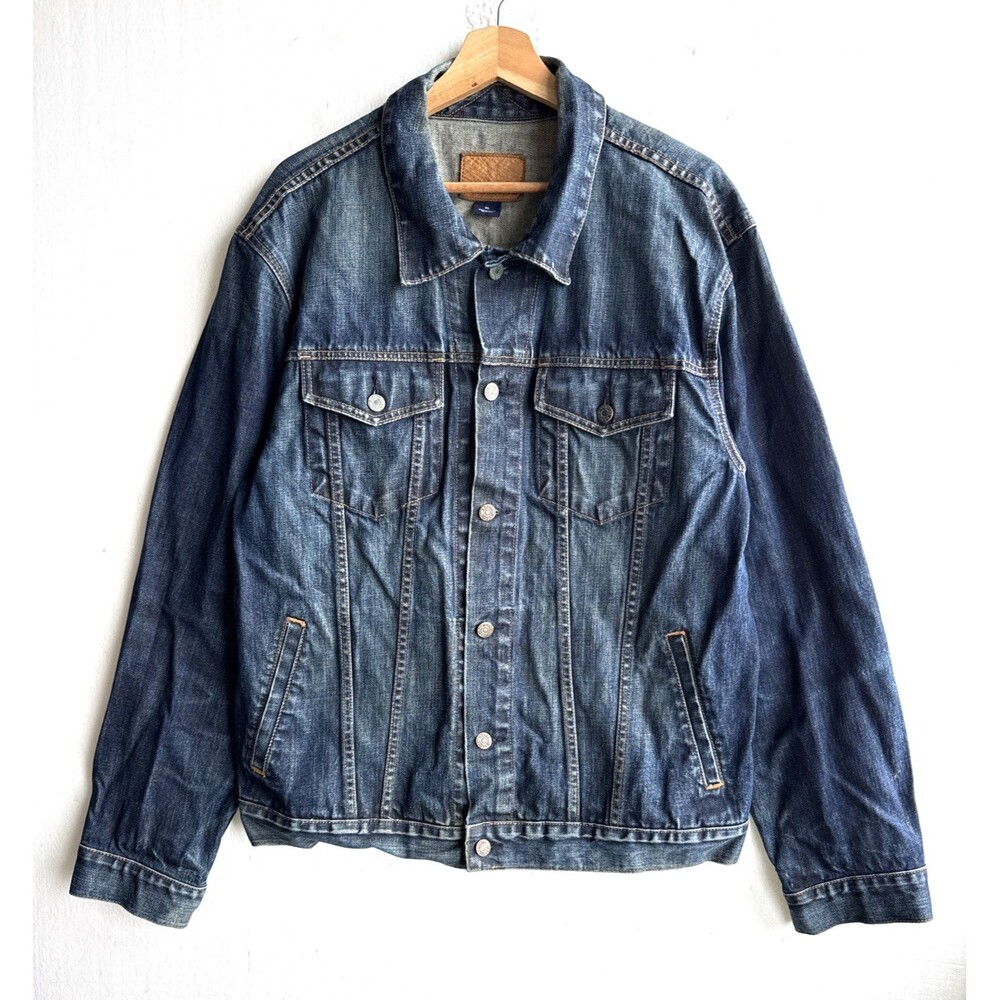 VTG Y2K Gap Denim Trucker Jacket Men's Size XL Blue Medium Wash 1969 Jean Coat